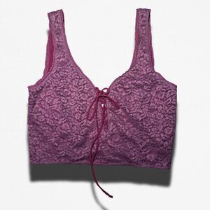 Free People Mauve Floral Lace Tank Top - Size Large - Romantic Festival Style